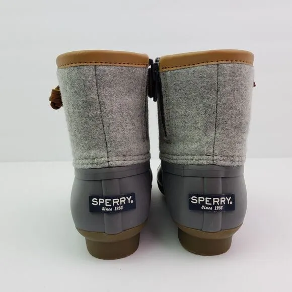 Sperry Top Sider Saltwater Youth Size 1Y Gray Wool Waterproof Duck Boots