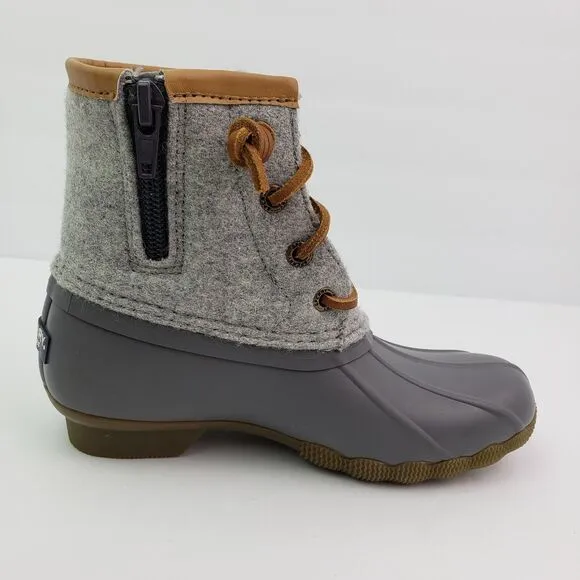Sperry Top Sider Saltwater Youth Size 1Y Gray Wool Waterproof Duck Boots