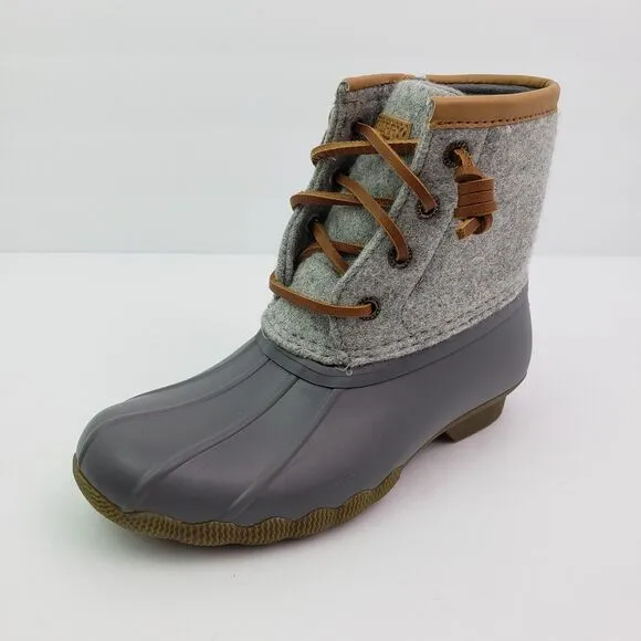 Sperry Top Sider Saltwater Youth Size 1Y Gray Wool Waterproof Duck Boots