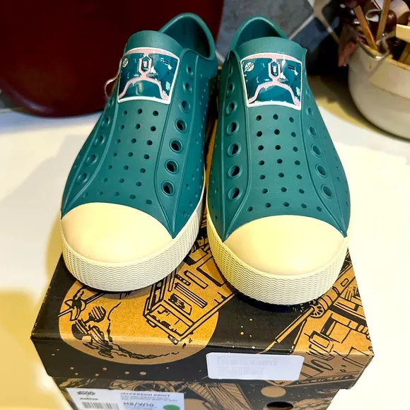 STAR WARS X NATIVE UNISEX BOUNTY GREEN BONE WHITE M8/W10 SHOES COMFORT SLIP ON