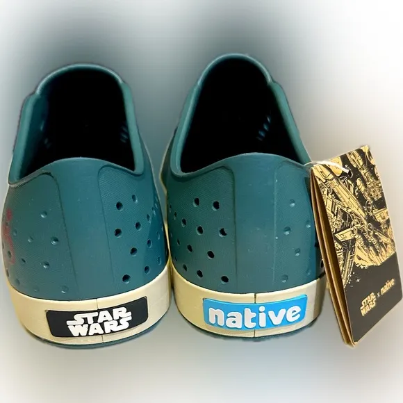 STAR WARS X NATIVE UNISEX BOUNTY GREEN BONE WHITE M8/W10 SHOES COMFORT SLIP ON