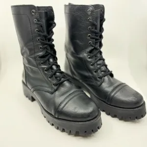 Steve Madden Olly Lace Up Women's Leather Boots Color Black SZ9.5