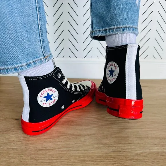 ❤️Sz 12 Comme Des Garçons Play Converse Chuck 70 H Women Shoes Black Rd A01793C