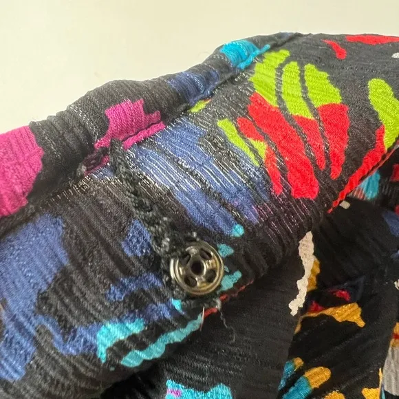 Tanya Taylor Silk Midi Dress Sz med Black Rainbow Confetti Print