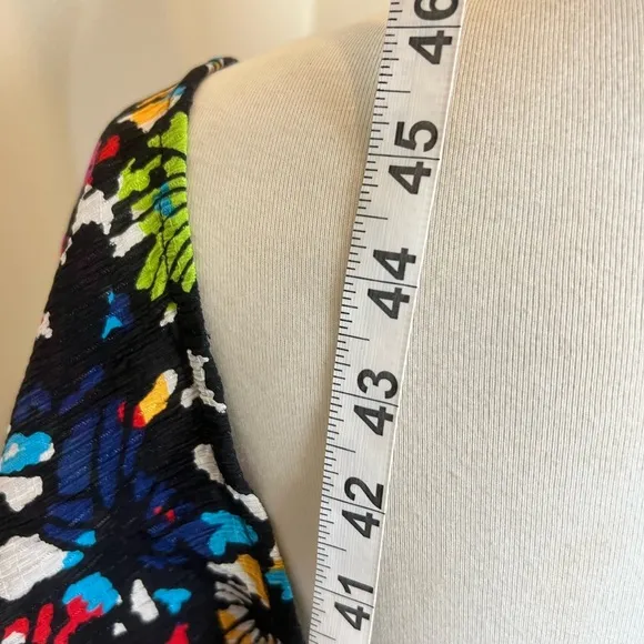 Tanya Taylor Silk Midi Dress Sz XS (fits med) Black Rainbow Confetti Print