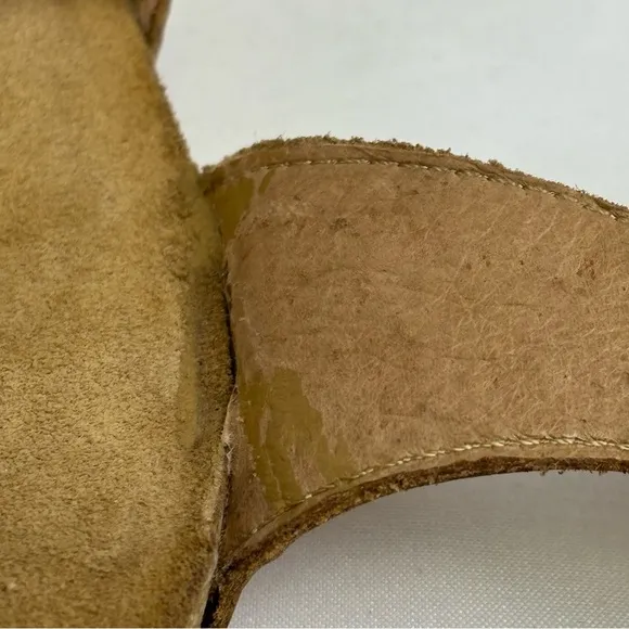 Taos Leather Wedge Sandals Strappy Velcro Comfort Cork Sandal Camel Size 9-9.5