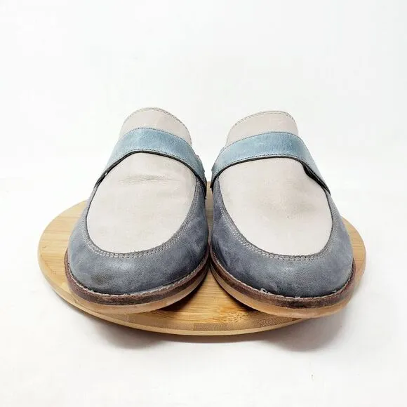 Taos Royal Shoes Women 9.5 Comfort Loafer Mule Slip On Blue Grey Leather