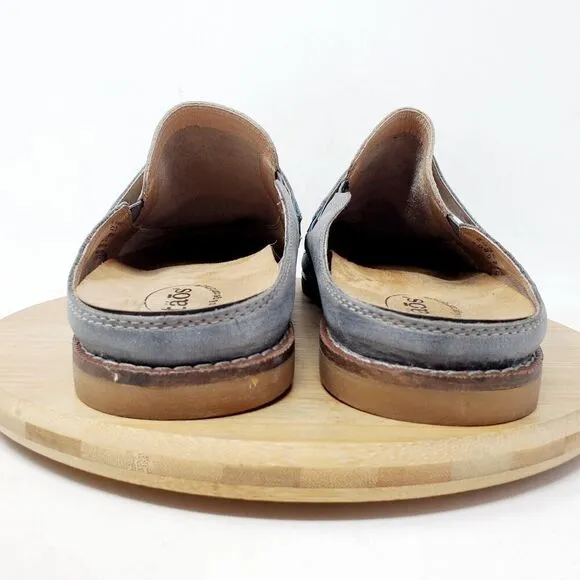 Taos Royal Shoes Women 9.5 Comfort Loafer Mule Slip On Blue Grey Leather