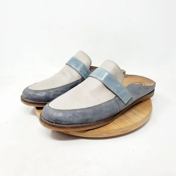 Taos Royal Shoes Women 9.5 Comfort Loafer Mule Slip On Blue Grey Leather