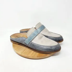 Taos Royal Shoes Women 9.5 Comfort Loafer Mule Slip On Blue Grey Leather