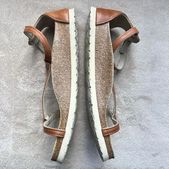 Tatami By Birkenstock Tan Brown Leather Ortho Flat Sandals Women EU 38 US 8