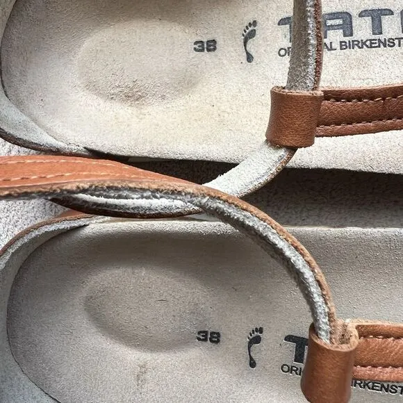 Tatami By Birkenstock Tan Brown Leather Ortho Flat Sandals Women EU 38 US 8