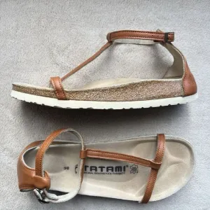Tatami By Birkenstock Tan Brown Leather Ortho Flat Sandals Women EU 38 US 8