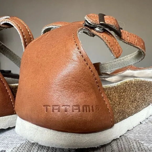 Tatami By Birkenstock Tan Brown Leather Ortho Flat Sandals Women EU 38 US 8