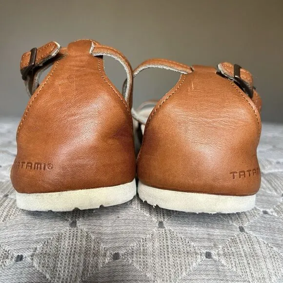 Tatami By Birkenstock Tan Brown Leather Ortho Flat Sandals Women EU 38 US 8