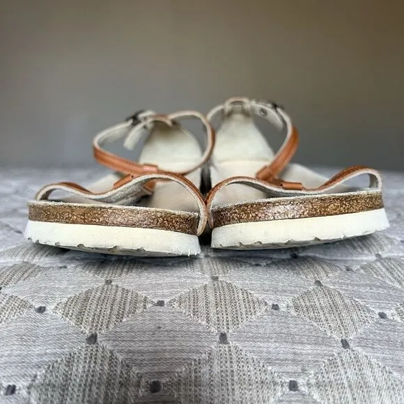 Tatami By Birkenstock Tan Brown Leather Ortho Flat Sandals Women EU 38 US 8