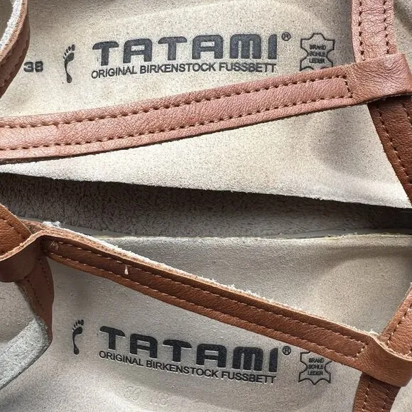 Tatami By Birkenstock Tan Brown Leather Ortho Flat Sandals Women EU 38 US 8