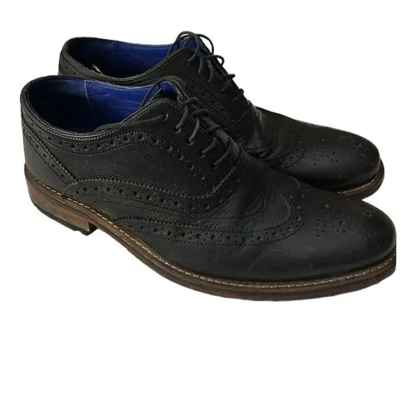 TED BAKER DRESS CASUAL LEISURE WALKING WINGTIP WORK SHOES BLACK SZ 9