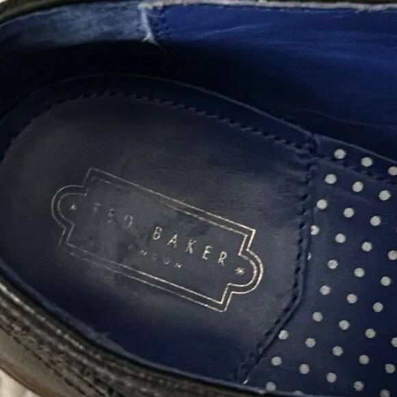 TED BAKER DRESS CASUAL LEISURE WALKING WINGTIP WORK SHOES BLACK SZ 9