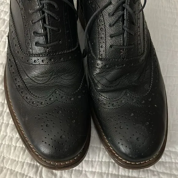 TED BAKER DRESS CASUAL LEISURE WALKING WINGTIP WORK SHOES BLACK SZ 9