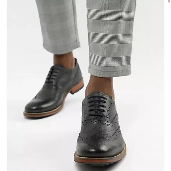 TED BAKER DRESS CASUAL LEISURE WALKING WINGTIP WORK SHOES BLACK SZ 9