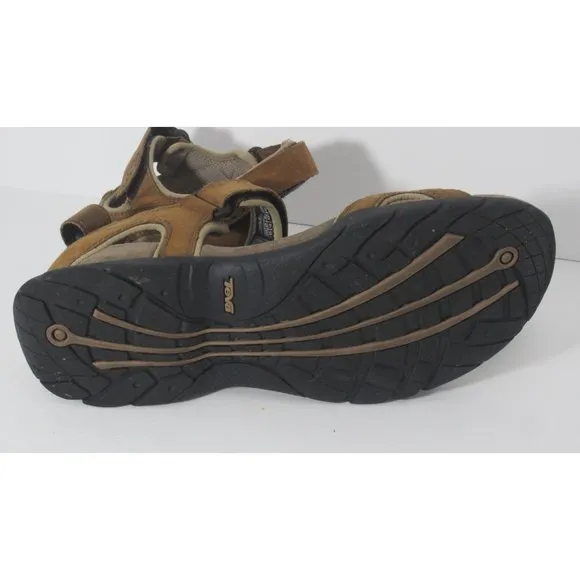 Teva 13 Brown Leather Fossil Canyon Sport Casual Outdoor Adjustable Sandals