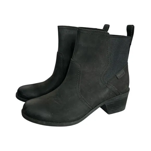 Teva Boots Womens 7.5 Anaya Chelsea Waterproof Ankle Bootie Black Leather 7 1/2