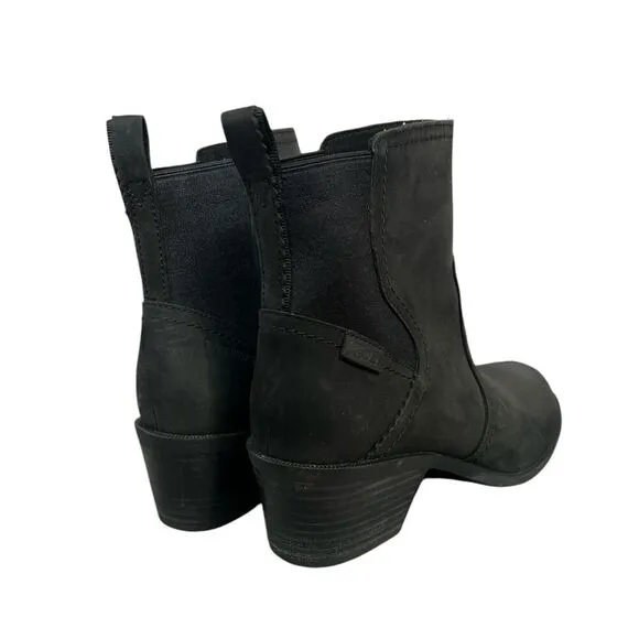 Teva Boots Womens 7.5 Anaya Chelsea Waterproof Ankle Bootie Black Leather 7 1/2