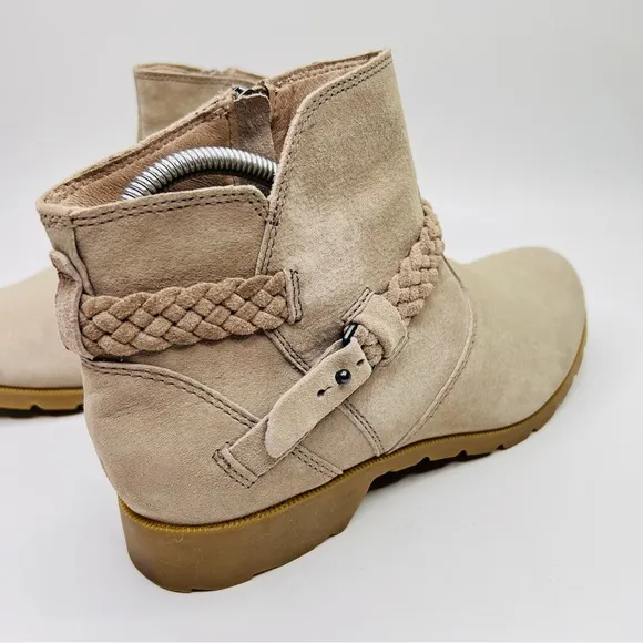 TEVA DE LA VINA Desert Taupe Waterproof Suede Leather Side Zip Ankle Boots