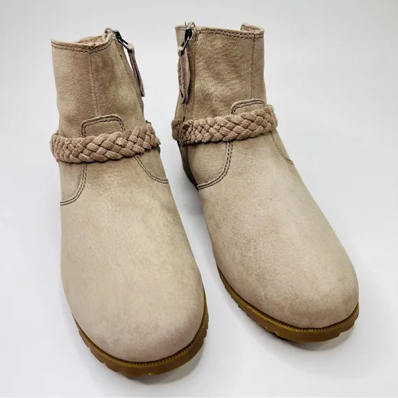 TEVA DE LA VINA Desert Taupe Waterproof Suede Leather Side Zip Ankle Boots