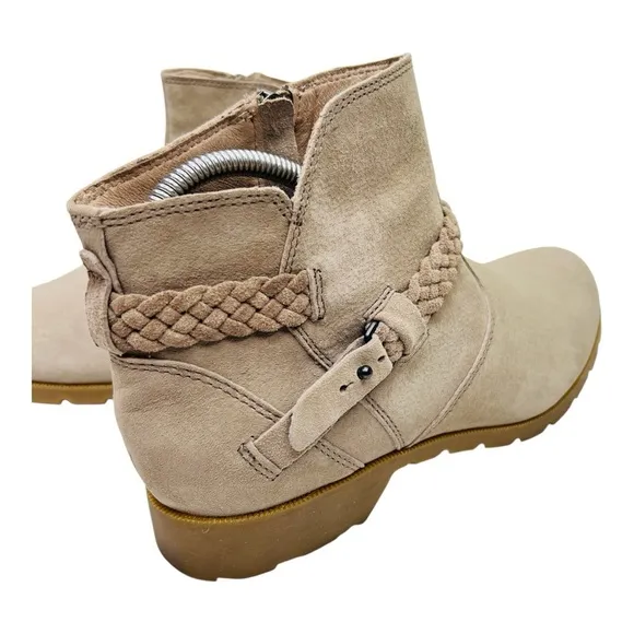 TEVA DE LA VINA Desert Taupe Waterproof Suede Leather Side Zip Ankle Boots