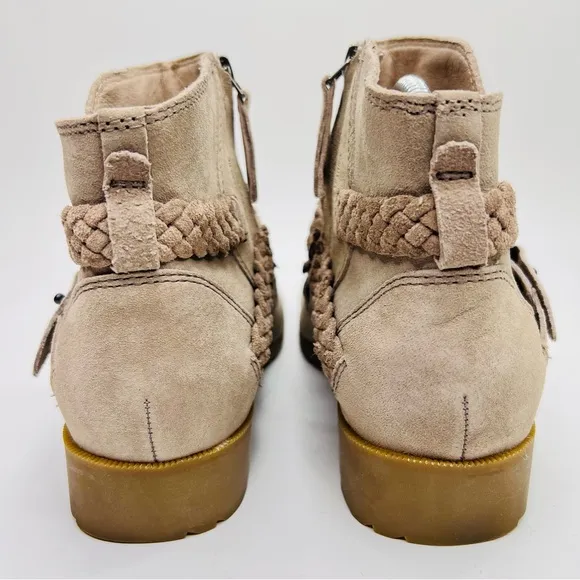 TEVA DE LA VINA Desert Taupe Waterproof Suede Leather Side Zip Ankle Boots