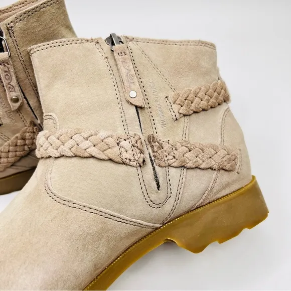 TEVA DE LA VINA Desert Taupe Waterproof Suede Leather Side Zip Ankle Boots