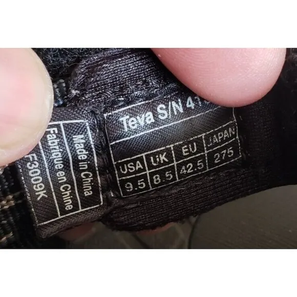 Teva Men's Terra Fi 5 Universal Gray Hook And Loop Hiking Sandals Size 9.5