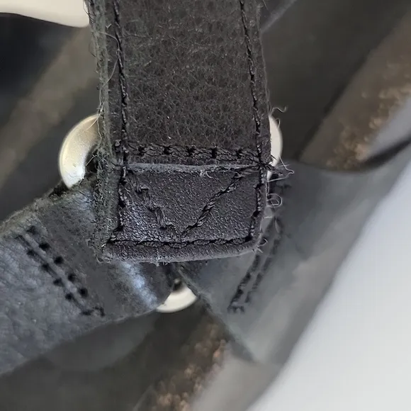 Teva Ysidro Leather Strappy Wedge Sandals Black Size 7.5