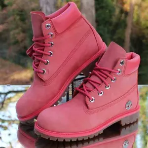 Timberland 6” Waterproof Leather Boots Junior Size 7 Pink Spiced Coral