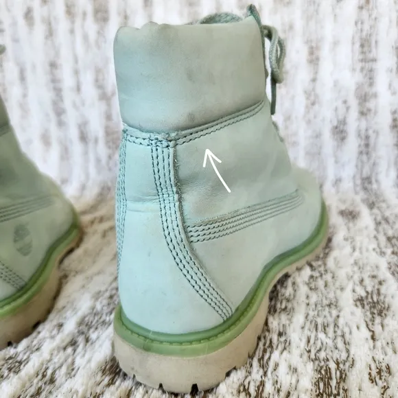 Timberland &quot;6 Inch Premium&quot; Seafoam Green Leather Combat Boots | Women's Size 7