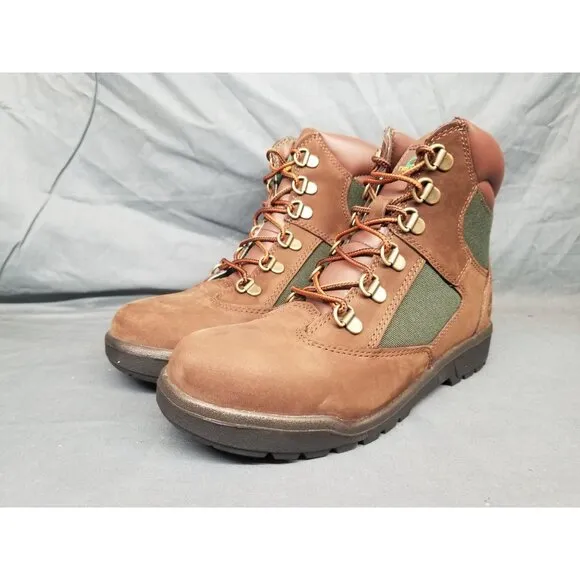 Timberland Boys Field Boot 6 Inch Waterproof Brown Green Size 4 NEW NO BOX!
