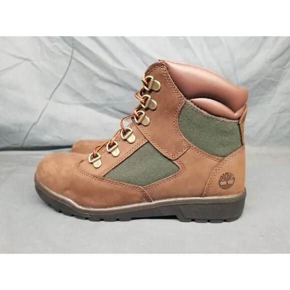 Timberland Boys Field Boot 6 Inch Waterproof Brown Green Size 4 NEW NO BOX!