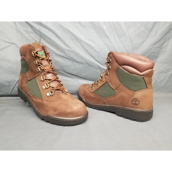 Timberland Boys Field Boot 6 Inch Waterproof Brown Green Size 4 NEW NO BOX!