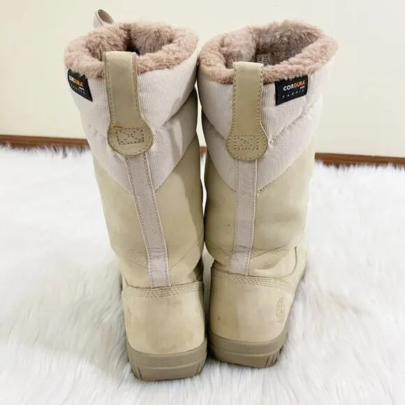 Timberland Cream Nubuck Leather Mount Hope Lace Up Boots Waterproof Women's 11