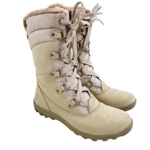 Timberland Cream Nubuck Leather Mount Hope Lace Up Boots Waterproof Women's 11