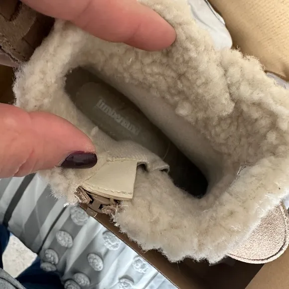 Timberland EK Granby 8450A Taupe Sherpa Zip Waterproof Ankle Boots Womens 7