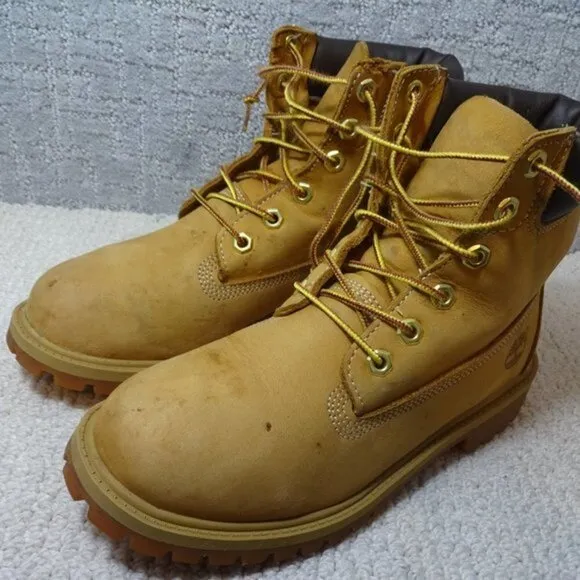 Timberland Juniors 6&quot; Youth Size 5.5 US Wheat Waterproof Nubuck Boots 12909