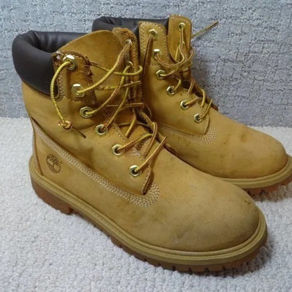 Timberland Juniors 6&quot; Youth Size 5.5 US Wheat Waterproof Nubuck Boots 12909