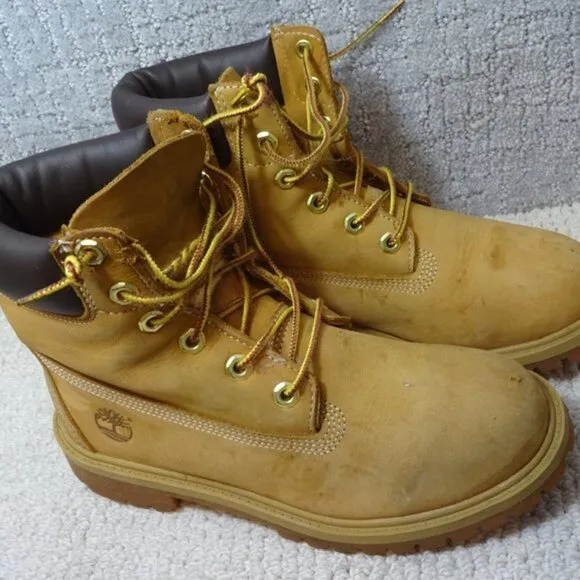 Timberland Juniors 6&quot; Youth Size 5.5 US Wheat Waterproof Nubuck Boots 12909