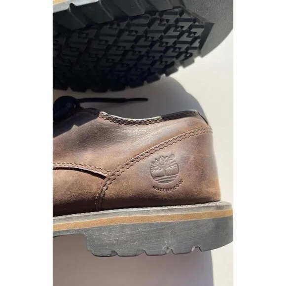 Timberland Mens Size 10 Brown Leather Waterproof Lace Up Oxford Shoes 9632A