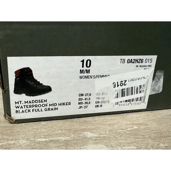Timberland MT Maddsen Waterproof Hiking Hiker Boots Women's Sz 10