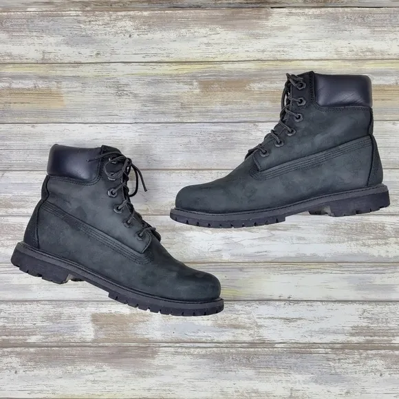 Timberland Premium 6&quot; Waterproof Leather Lug Combat Boots Women's Size 6 Black