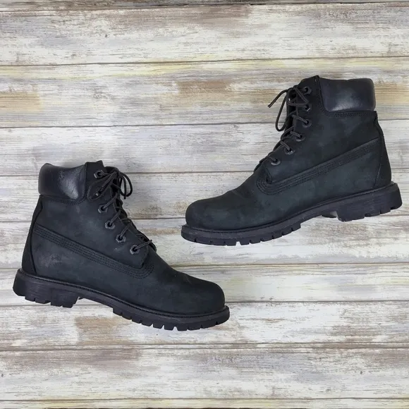 Timberland Premium 6&quot; Waterproof Leather Lug Combat Boots Women's Size 6 Black